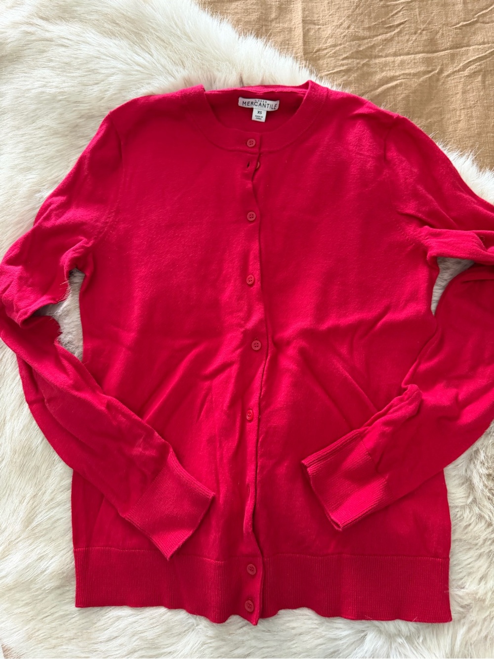 J. Crew Factory Red Button-Up Crew Cardigan